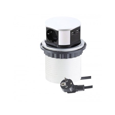 Tomada TETRA BOX com USB – 3×230V + 2×USB