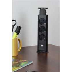 Tomada LIFTBOX com usb - 3 Tomadas + 2 Usb