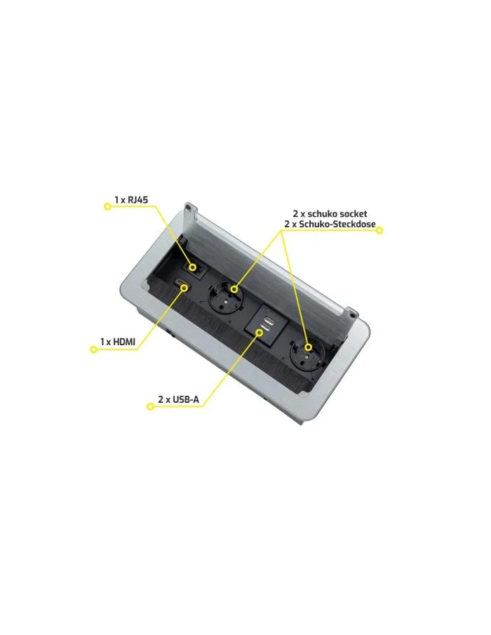 INBOX Bloco de 2 tomadas com 2 Usb, 1 Rj45 e 1 Hdmi Aluminio - Image 2